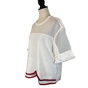 Ving Chiffon Blouse Women's XL Shirt White Top Streetwear Designer NWT [B36-92]